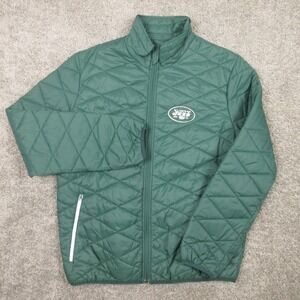 New York Jets Jacket Mens Large Green Quilted Full Zip Football G III Puffer NFL